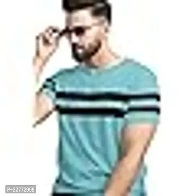 Stylish Blue Polyester Blend Printed T-Shirt For Men-thumb0