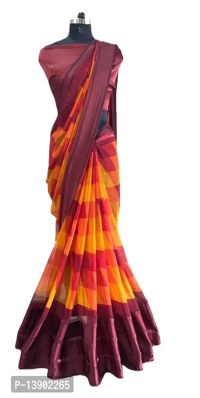 Beautiful Satin Printed Saree with Blouse Piece For Women