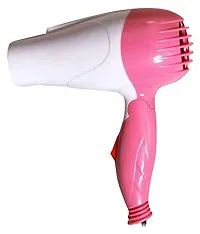 Professional Dryer NV-1290 Hair Dryer With 2 Speed Control For WOMEN and MEN, Electric Foldable Hair Dryer 1000 Watts (Pink and White)-thumb1