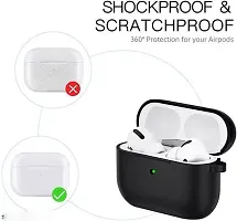 Airpods Pro White With Case Cover Portable Silicone Skin Cover With Keychain Carabiner Supports Wireless Charging Compatible Black-thumb1