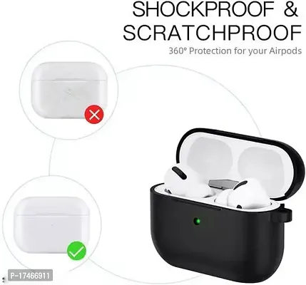 Airpods Pro White With Case Cover Portable Silicone Skin Cover With Keychain Carabiner Supports Wireless Charging Compatible Black-thumb2