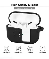 Airpods Pro White With Case Cover Portable Silicone Skin Cover With Keychain Carabiner Supports Wireless Charging Compatible Black-thumb2