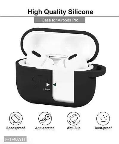 Airpods Pro White With Case Cover Portable Silicone Skin Cover With Keychain Carabiner Supports Wireless Charging Compatible Black-thumb3