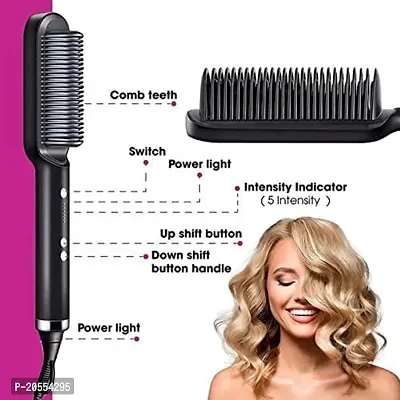 Hair Straightener, Hair Straightener Comb for Women  Men, Hair Styler, Straightener Machine Brush/PTC Heating Electric Straightener with 5 Temperature(assorted)-thumb2