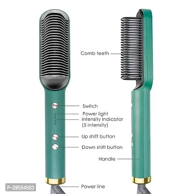 Hair straightener, hair straightener comb for women, Hair Streightener Brush With 5 temprature control and Ceramic PTC Heating  (assorted)-thumb0
