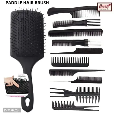 Hot Beauty -Professional Series Multipurpose 10 Pcs Hair Comb Set with Paddle Hair brush for Hair Cutting and Styling