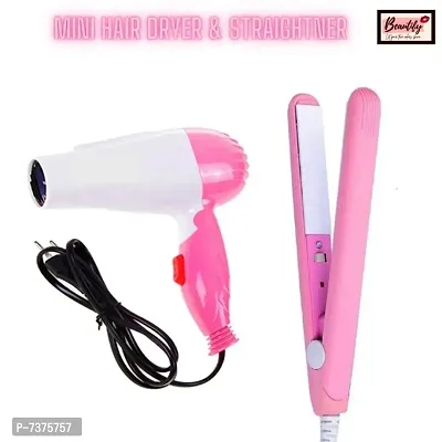 Beautify Look Mini Plastic 2in1 Hair Dryer and Straightener Combo for Hair Styling, Womens  Girls Hair Straightning(Travel Pack)