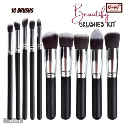 Hot Beauty Makeup Brushes Set Tool Pro Foundati 10 Pieces-thumb0