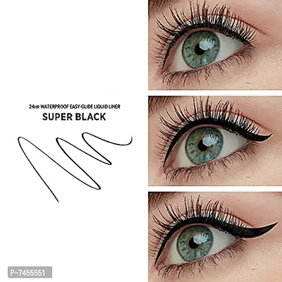 Hot Beauty - Black Liquid Eyeliner for Girls Womenrsquo;s Long Lasting Eyeliner for Cat Eyes Smudge Proof Intense Pigment Last for 24 Hours Fine Look Eyeliner with Kajal-thumb3