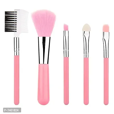 Hot Beauty -Makeup Brushes Kit Professional | Makeup Brushes Kit for Girls | Pink Mini Eye shadow Foundation Eyebrow Lip Makeup Brush Fine Beauty (Light Pink) | Makeup Brushes Kit (Pack of 5)