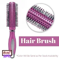 Beautify Look Paddle Flat Hair Brush with Curling Roller Hair Brush Combo for Men  Women (Metallic Purple)* as per stock Available-thumb3