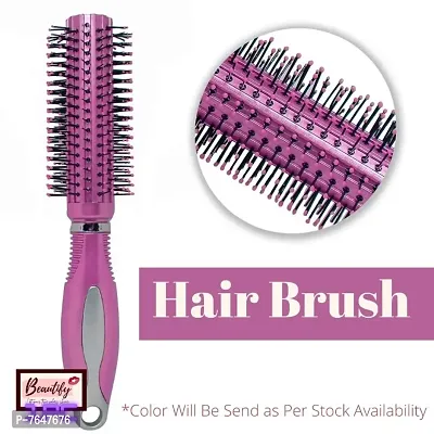 Beautify Look Paddle Flat Hair Brush with Curling Roller Hair Brush Combo for Men  Women (Metallic Purple)* as per stock Available-thumb4