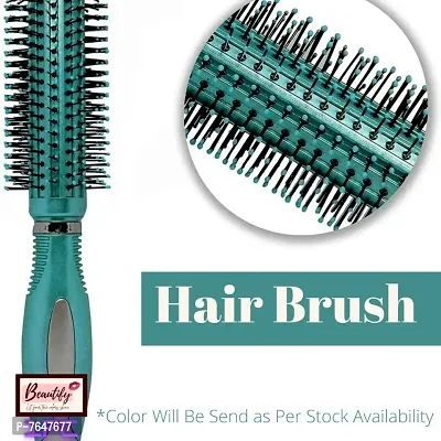 Beautify Look Paddle Flat Hair Brush with Curling Roller Hair Brush Combo for Men  Women (Metallic Green)* as per stock Available-thumb5