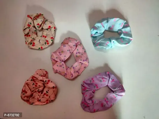 Beautify 5 Different Color Scrunchies (Rubber Bands) For Tie Your Hair-thumb0