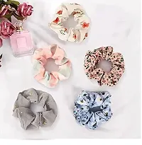 Beautify 5 Different Color Scrunchies (Rubber Bands) For Tie Your Hair-thumb1