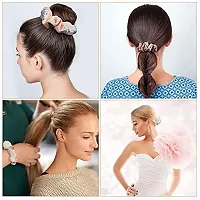 Beautify 5 Different Color Scrunchies (Rubber Bands) For Tie Your Hair-thumb3