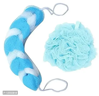 Combo of Bath Sponge Round Loofah and Back Scrubber for Men and Women, Random Colour