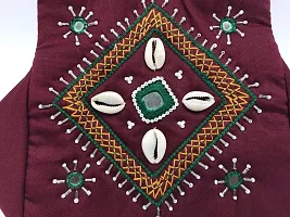 srishopify handicrafts bag Women Wallet with handle Banjara Traditional Cotton handmade Hand Purse with Handle Maroon (Small Hobo Bag, Mirror Beads)-thumb3