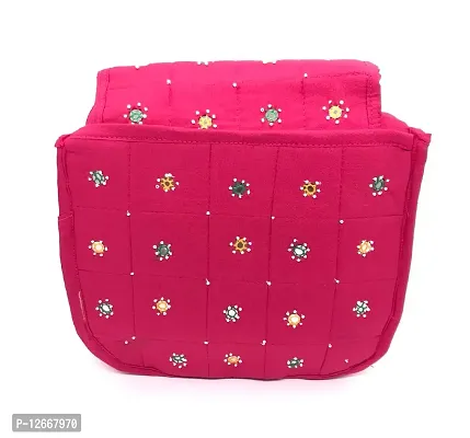 srishopify handicrafts Handmade Ladies Sling Bag |Sling Cross Body Bag for Women Makeup Bag Girls Shoulder Bag With Adjustable Strap Gifts for Mother 12 Inch Pink-thumb4