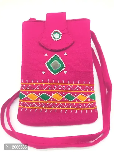 srishopify handicrafts Girls Women's Wallet Sling Crossbody Bag for Mobile Cell Phone Holder Pocket Wallets Hand Purse Clutch Crossbody Sling Bag for Women?Pink Color SMALL SIZE 7x4 inch-thumb0