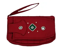 SriShopify Women?s Handpurses Banjara Traditional Clutch with Mobile Pouch Cotton handmade (Medium, Mirror, Beads and Thread Work Handcraft, Red)-thumb3