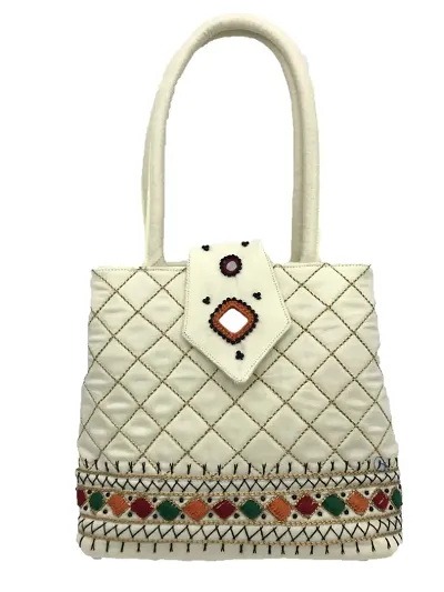 SriAoG Handicrafts MINI Hand Bag for Womens Stylish Handmade Inch | Needle Craft beads Thread Work Color Handbag