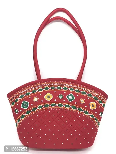 SriShopify Handicrafts Tote bag | special rakhi gift for sister | raksha bandhan gift for sister combo latest | Birthday Valentines day gift for wife girlfriend 9inch bag (9x13x3 inch Shoulder bag) Red Tote bag