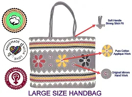 SriShopify Ethnic Banjara Design Handcrafted Large Tote bags for Ladies Stylish Big size Hand Bag for Women Travel (18 Inch Embroidery Grey Shoulder bags)-thumb3