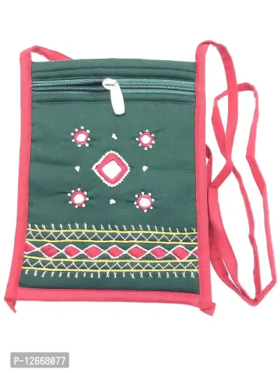 srishopify handicrafts?Women Mobile Cell Phone Pocket Wallet Cross Body Sling Bag With For Women Girls Multicolor Travel sling bag Medium Green Original Mirro Work