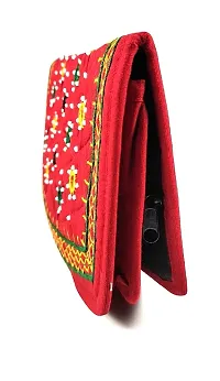 SriShopify Handicrafts women clutches, Banjara Ethnic Hand Purse, Cotton handmade ladies wallet with phone pocket (Medium 8.5 Inch, Red, Mirror, Beads and Thread Work Handcraft)-thumb4