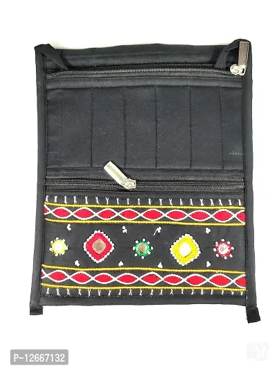 SriShopify Handicrafts Womens Sling Bags Stylish, Handmade crossbody bag for girls (Medium, Beads, Thread and Mirror Work Rajasthani sling bags 8 inch x 9 inch, Black)-thumb4