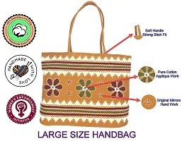 SriShopify Party handbags for Women Gold Shoulder bags for Women Big Size long Tote bag Handcrafted Hand bag Banjara Cotton Applique Work-thumb3