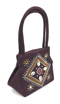 srishopify handicrafts kaudi shells Mini traditional hand bag for women stylish banjara design Hobo Bags Cotton handmade coffie bag (Small size 10x6x4 Inch original Beads Thread Work)-thumb4