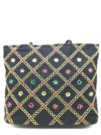 SriShopify Handcrafted Women's Hand Made Traditional Tote Shoulder Bag for Party Wedding Rakhi Gift (30x40x10 cm original Mirror Work applique work Stylish)-thumb1