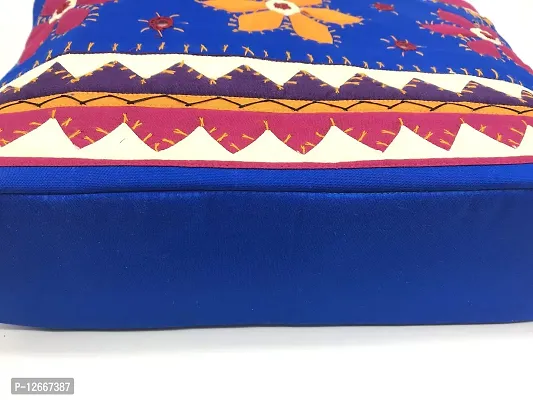 SriShopify Handicrafts Women's Handbag Tote Shoulder Bags | rakshabandhan gifts for sister |Cotton handmade bag with Zip feroza blue (30x40x10 cm original Mirror Work applique work Stylish)-thumb5