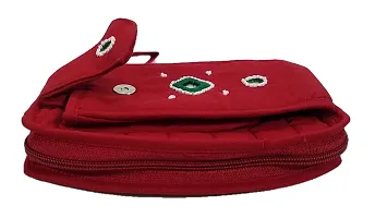 SriShopify Women?s Handpurses Banjara Traditional Clutch with Mobile Pouch Cotton handmade (Medium, Mirror, Beads and Thread Work Handcraft, Red)-thumb1