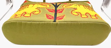 SriShopify Handcrafted Banjara embroidered handbags Aplic Mirror work| Medium Handbag for Women | Travel handcrafted Tote Bag | Zipper handbag ladies shoulder bags | mehandi green Handbag-thumb3