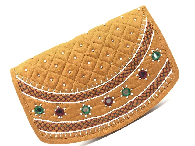 SriShopify Handicrafts Womenrsquo;s Hand purse Banjara Traditional Clutches, handmade money purse ladies wallet (Medium 8.5 Inch Wallet Mirror, Beads and Thread Work)