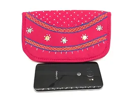 srishopify handicrafts Bifold Wallets for Women| Handmade Cotton Girls Clutch/Wallet with Magnetic Closure| Ladies Card Holder Organizer 8.5 Inch Pink-thumb1