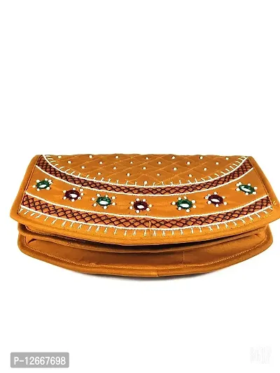 SriShopify Handicrafts Mobile money purse for women stylish Purse fancy trendy wallet banjara original mirror work money pouch for girls (8.5 inch Mobile Purse Two Fold Red Yellow)-thumb3
