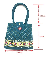 srishopify handicrafts Women Top Handle Bags SMALL Size Stylish Traditional Purse Girls Mini Hand Bag Girls Merry Christmas Gift Items 7.5 Inch | Handmade Rama Green Color-thumb3