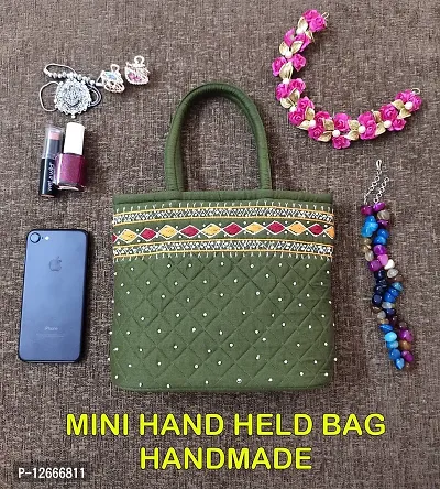 srishopify handicrafts handbags SMALL size for ladies hand stitching Traditional MINI Handle Bag Banjara handmade 9x7x3 Inch Purse Cotton Hand work Work Craft-thumb2