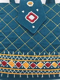 srishopify handicrafts Women Top Handle Bags SMALL Size Stylish Traditional Purse Girls Mini Hand Bag Girls Merry Christmas Gift Items 7.5 Inch | Handmade Rama Green Color-thumb4