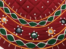 srishopify handicrafts Women Hand Bags Small Size Banjara Handmade Mini Handle Bag for Girls Gift Hand Purse Red Colour 9.5x6.5x3.5 Inch (Beads and Thread Work Mini Pouch)-thumb3