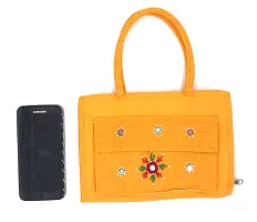 srishopify handicrafts Handmade Mobile Wallet for Women Traditional Handbags for Ladies Small Top Handle Bags for Girls Hand Held Purse Rakhi Gift for Sister 6 Inch Yellow-thumb1