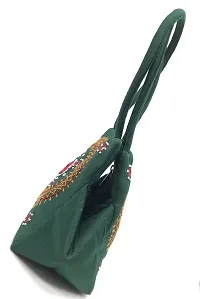 srishopify handicrafts Small Traditional Arts And Crafts mirror work hobo hand bag for women- Green Color (9x7x3 Inch Original needle craft Thread Work)-thumb4