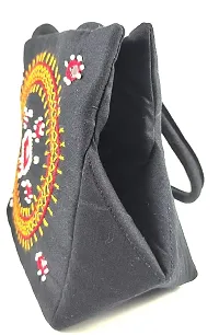 SriShopify HandCrafts Women Wallet with handle Banjara Traditional Cotton handmade Hand Purse with Handle (Small Black Hobo Bag, Mirror and Beads thread Work Handcraft Purse)-thumb2
