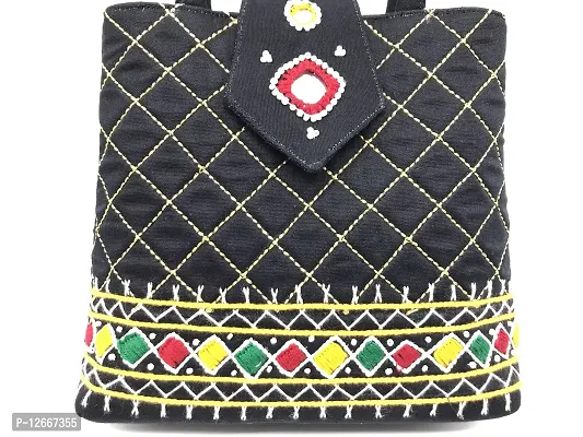 srishopify handicrafts Handmade Mini Handbag For Women | Handle Purse Special Gifts for Girls | Black Hand Bag Ladies Valentine Gifts | Latest Gift Item 7.5x.7x2.5 inch-thumb2