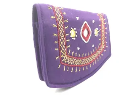 SriShopify Girls Women's Cell Phone Holder Pocket Wallet Hand Purse Clutch Handmade Embroidery (7.5 Inch Beads and Threads Work, Purple Purse)-thumb1