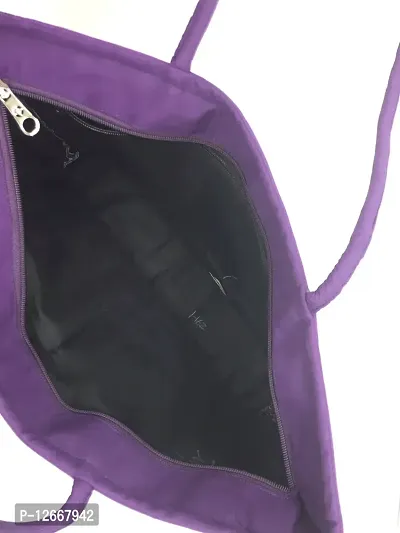 SriShopify Handicrafts Women Purple handbags Big size for office Stylish Ladies Shoulder bag Large Tote bag with Zip (18x13x4 Cotton Applique Work)-thumb4